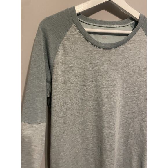 Adidas ClimaLite Longsleeve Women's Large Gray Light Green Warm Workout Shirt - Picture 3 of 6